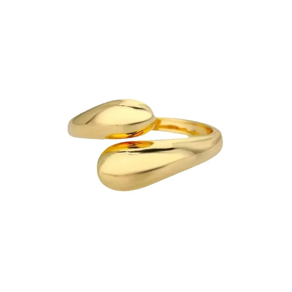 Bague Ajustable Gouttes d'Eau Finition Or