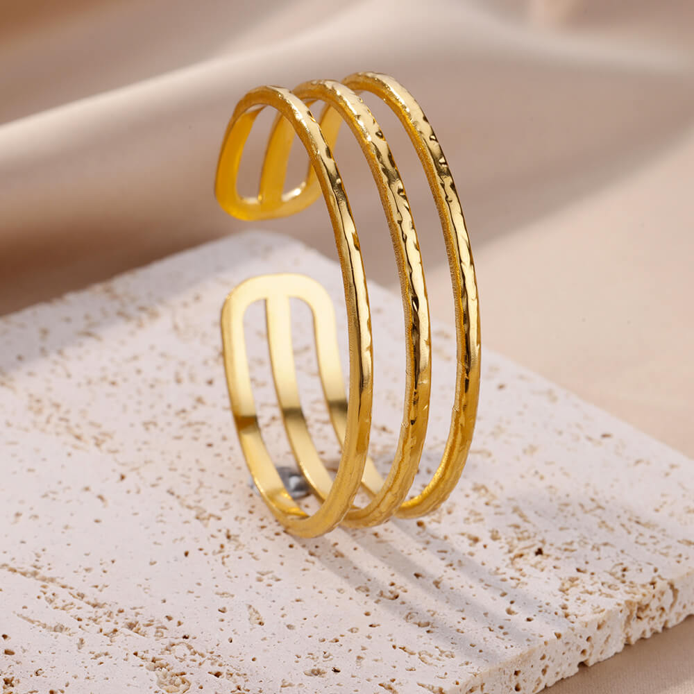 Bracelet Ajustable Égyptien Ankh plaqué or 18K
