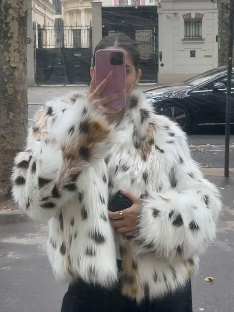 Yani -  Veste en Fourrure Imprimé Léopard