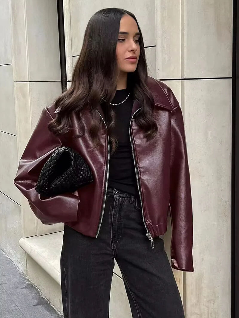 Yani -  Veste Zippée Bordeaux