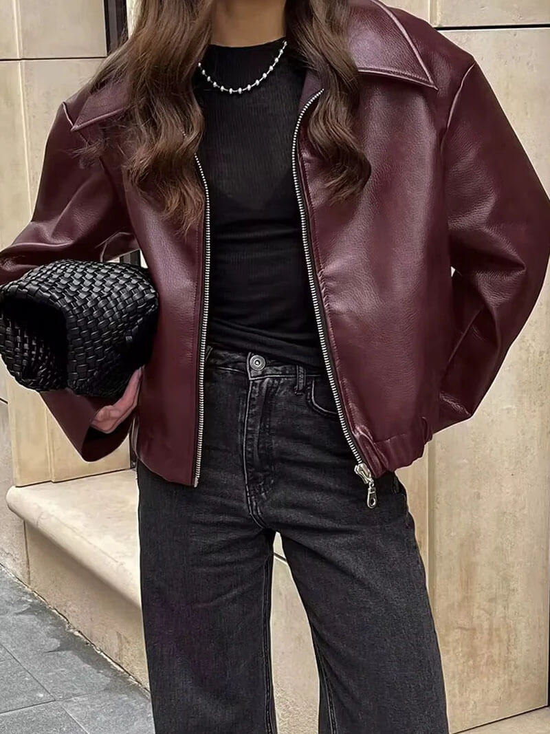 Yani -  Veste Zippée Bordeaux
