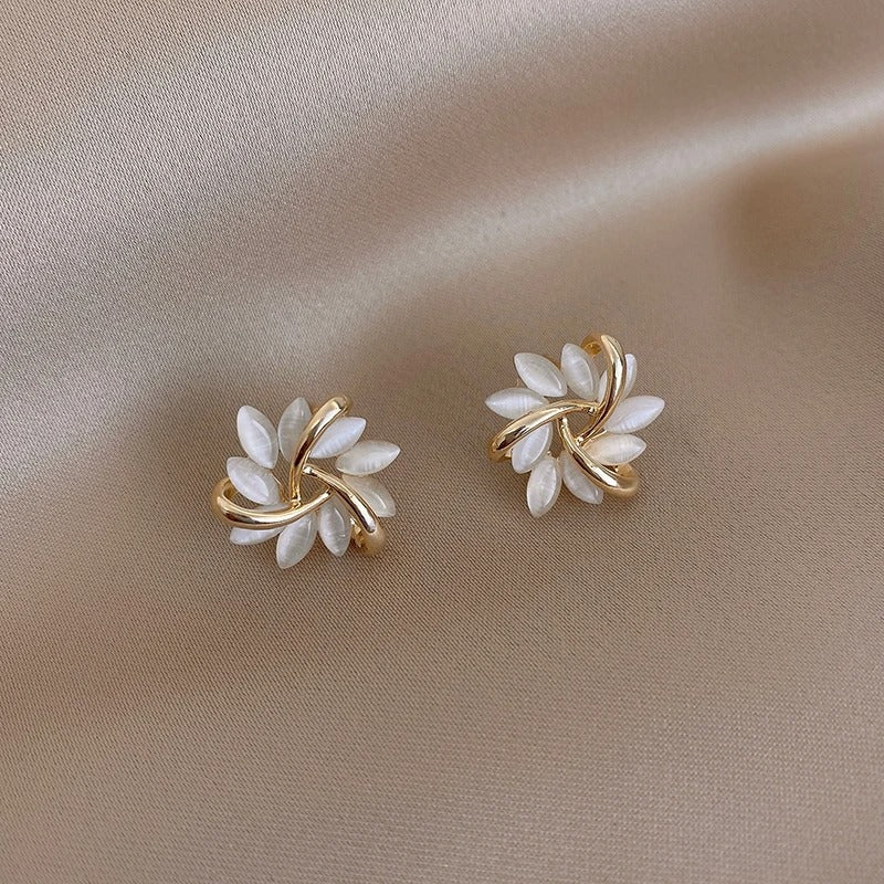 Boucles d’Oreilles Pétales d’Opale - Finition Or