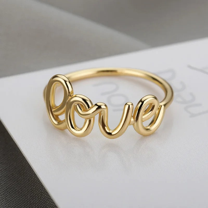 Bague Lettre d’Amour plaquée or 18K