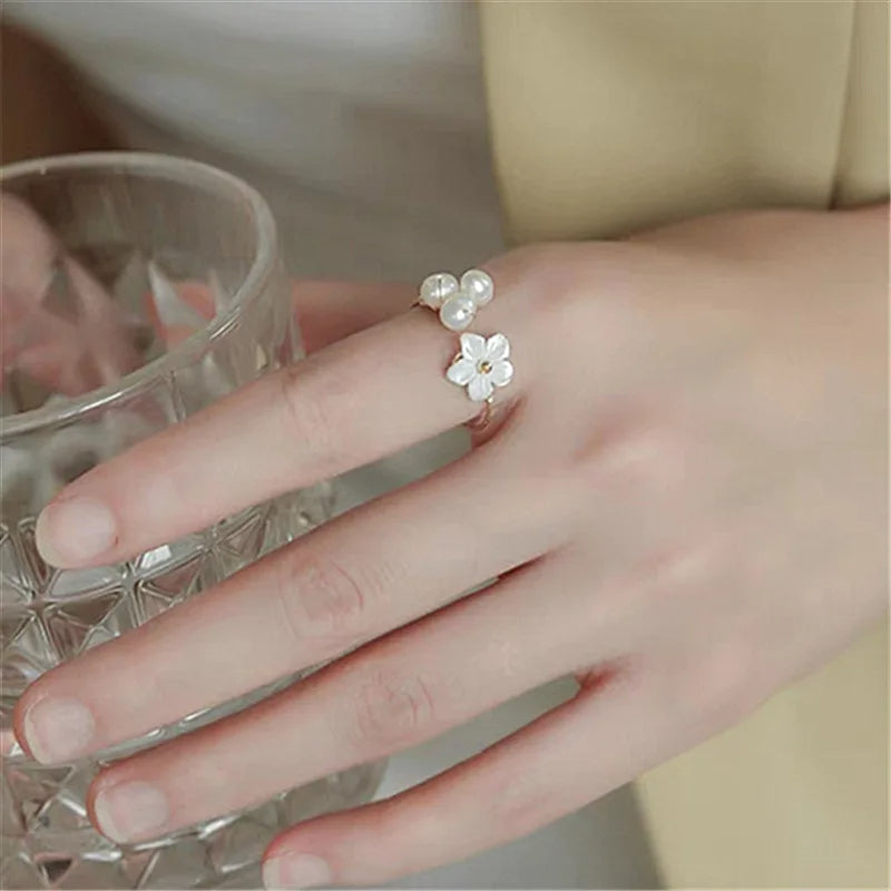 Bague Fleur Perle d’Eau Douce plaquée or 18K