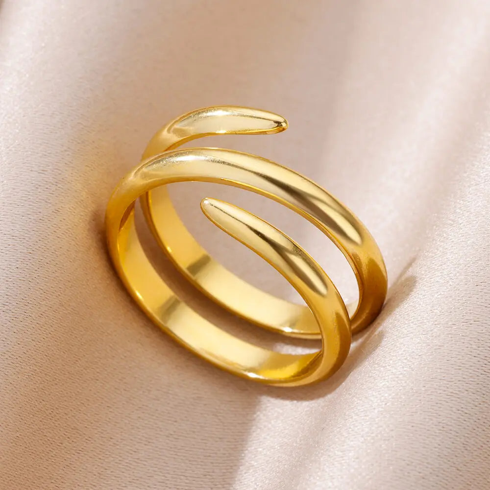 Bague Ajustable Multicouches Géométrique plaquée or 18K
