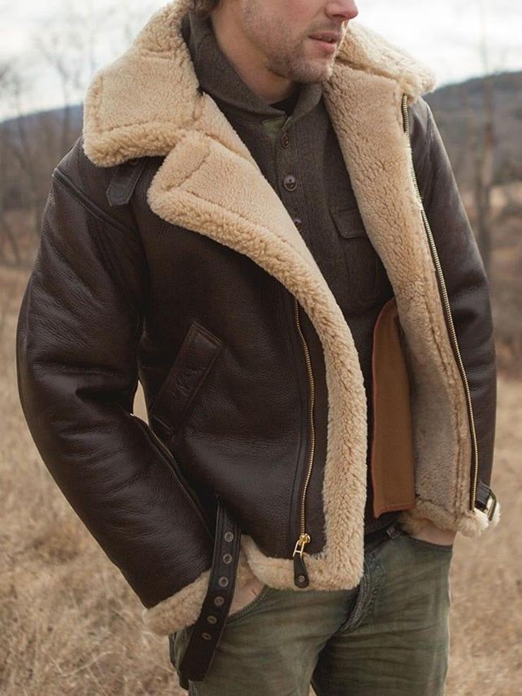 Yani -  Veste en cuir doublée en peau de mouton