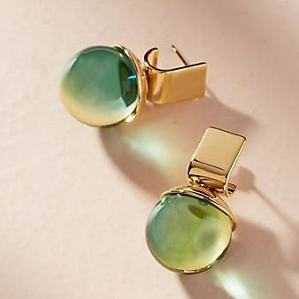 Boucles d'oreilles en or avec cristal vert