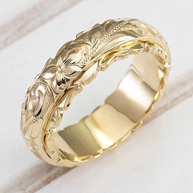 Bague vintage en fleurs dorées