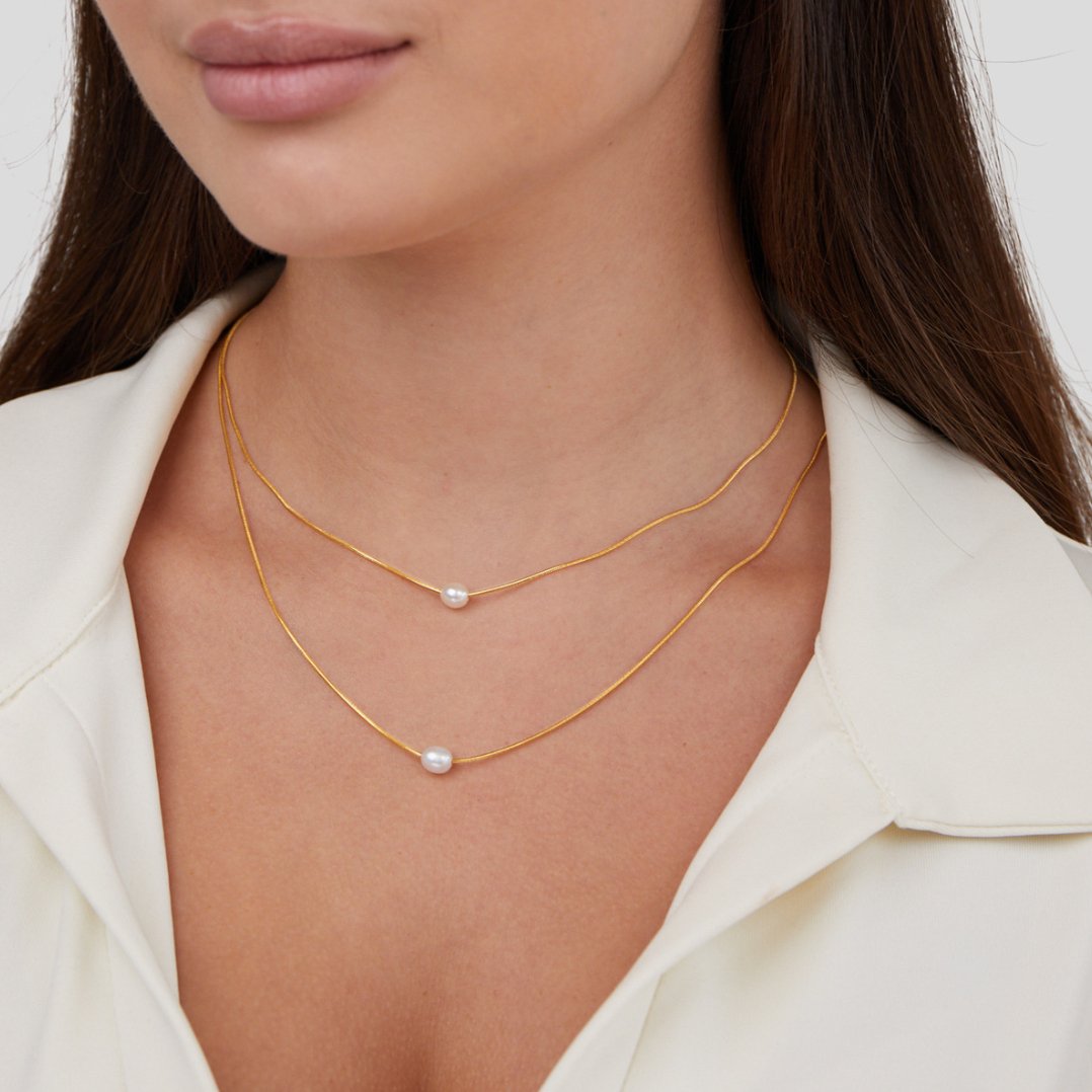 Collier Perles d’Eau Douce Superposées plaqué or 18K