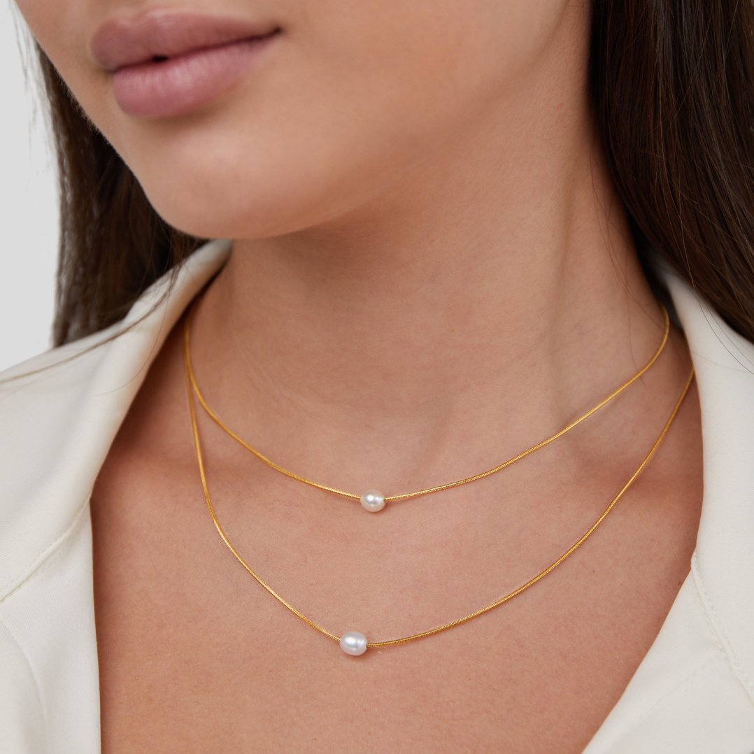 Collier Perles d’Eau Douce Superposées plaqué or 18K