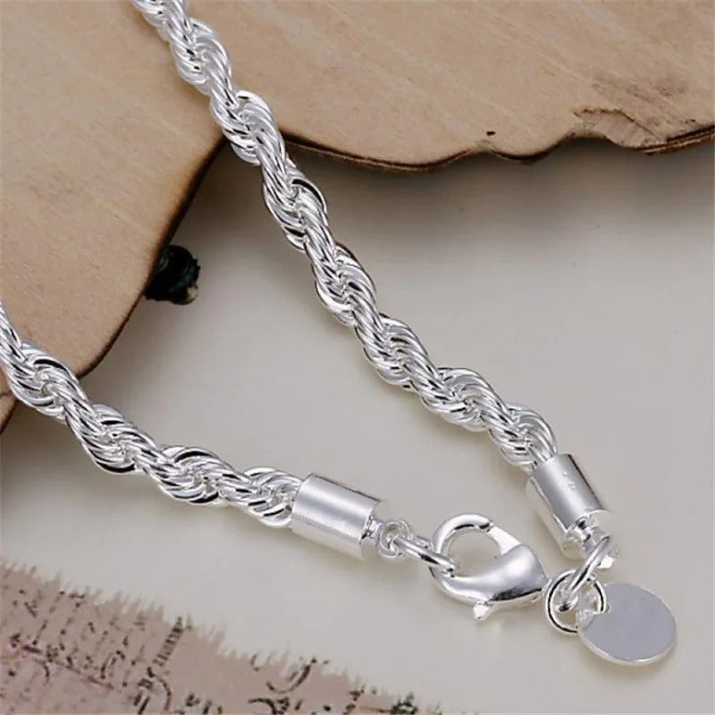 Bracelet en corde tressée argenté