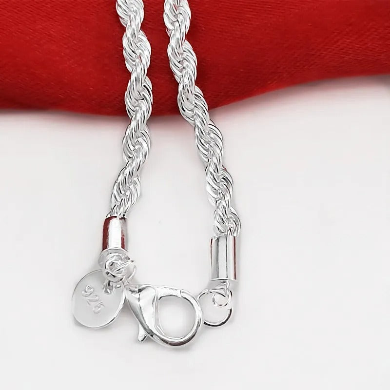 Bracelet en corde tressée argenté
