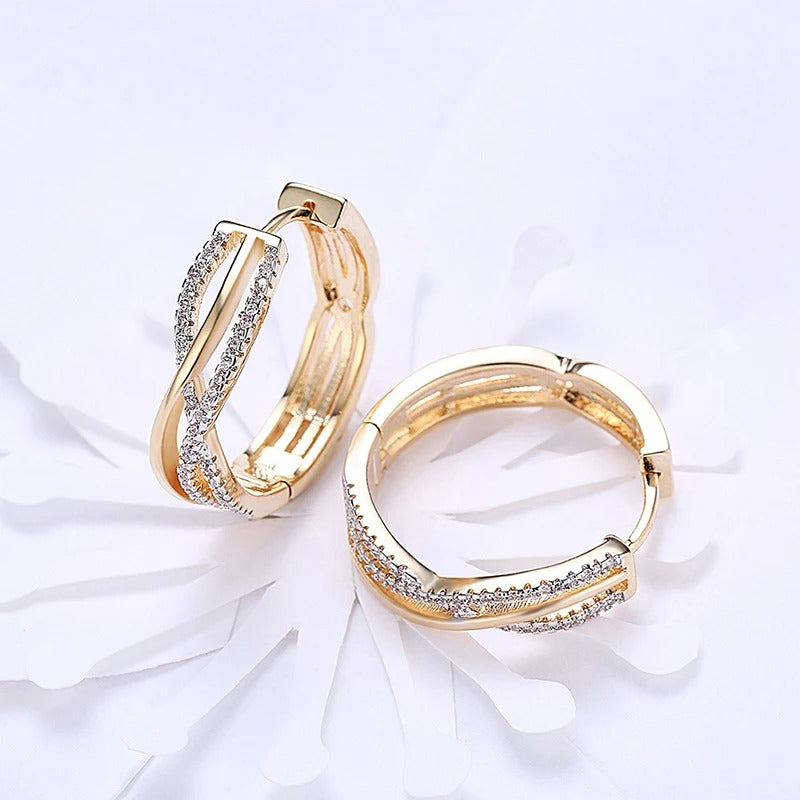 Boucles d’oreilles Créoles Grand Cercle plaquées or 18K avec Zircon