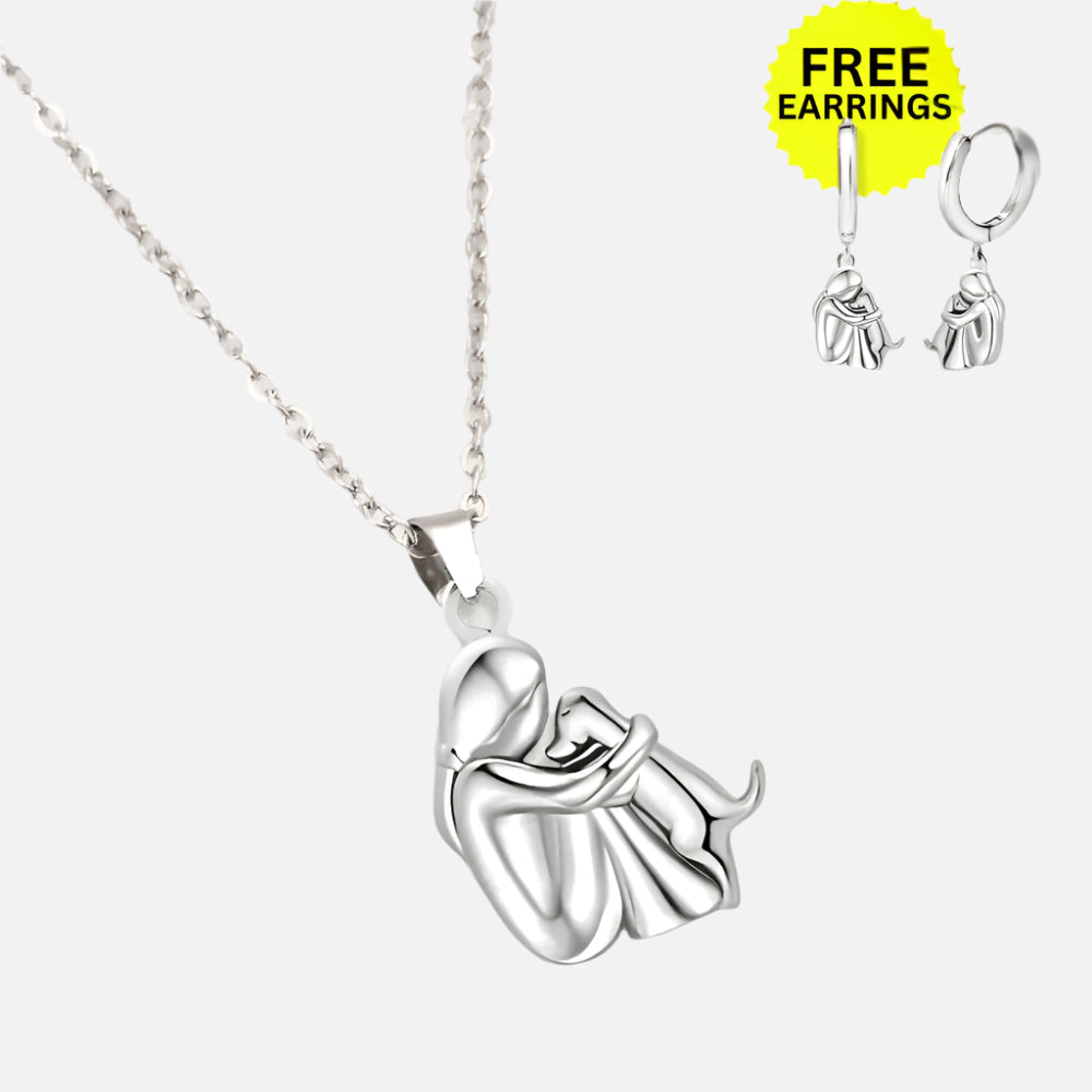 Ametis – Pendentif en forme d'étreinte avec boucles d'oreilles assorties – Uniquement pour une durée limitée
